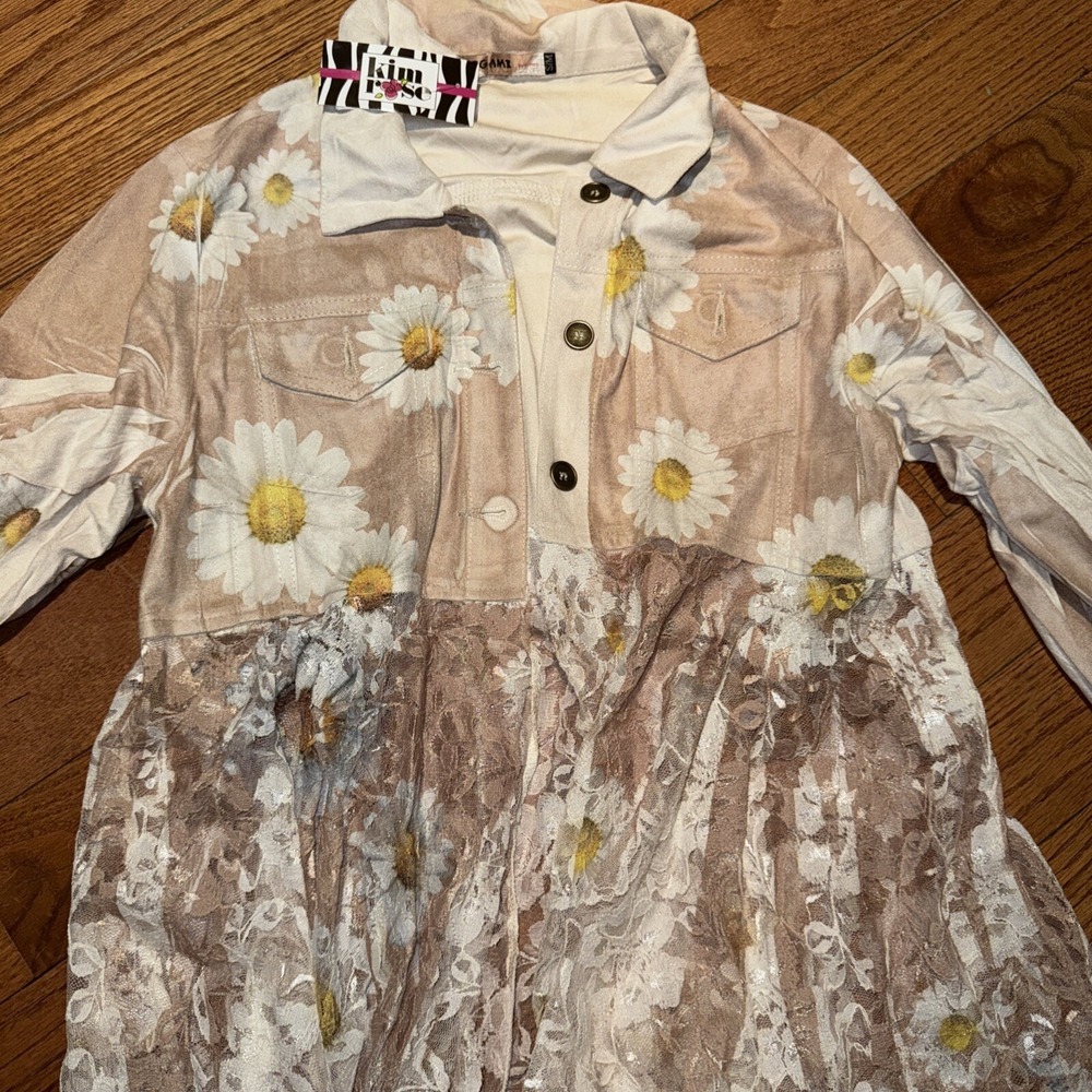 Origami Womens Daisy Jacket with Printed Lace Layer Flowy Spring Hippie Boho - Picture 2 of 4